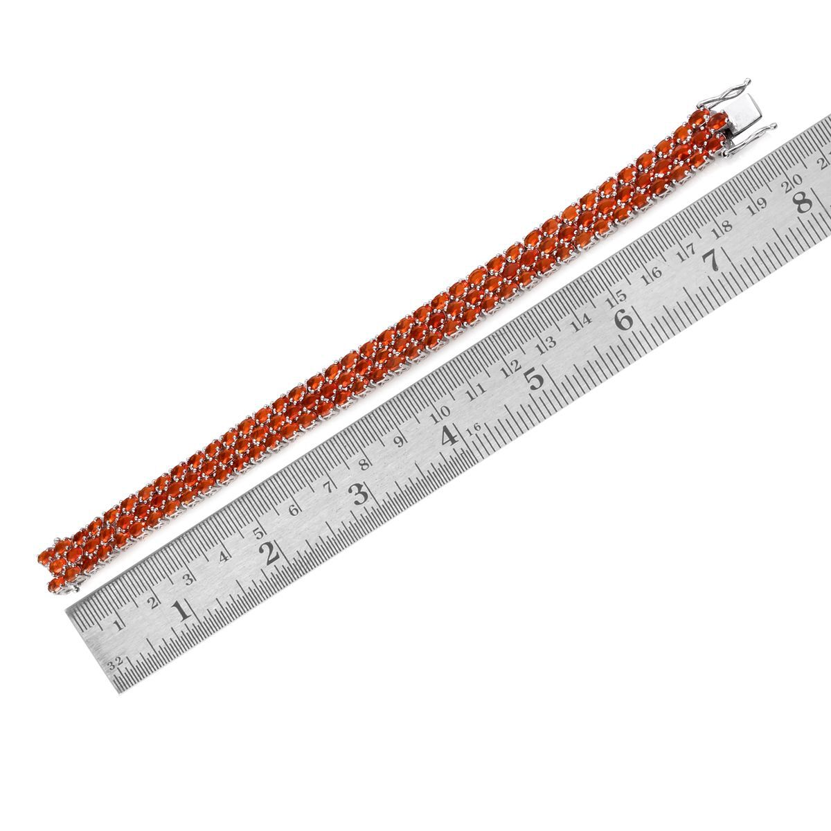 AA Jalisco Fire Opal (Ovl) Bracelet (Size 7.5) in Platinum Overlay Sterling Silver 14.750 Ct.