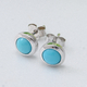 Arizona Sleeping Beauty Turquoise Stud Earrings (With Push Back) in Rhodium Overlay Sterling Silver 1.00 Ct.