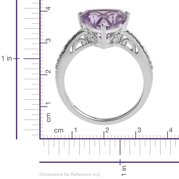 AA Rose De France Amethyst (Trl) Solitaire Ring in Platinum Overlay Sterling Silver 2.750 Ct.