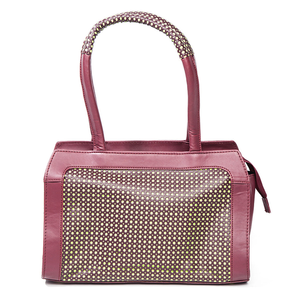 Cherry Faux Hand Bag With Lime Spots