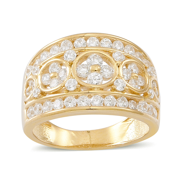 AAA Simulated Diamond (Rnd) Ring in 14K Gold Overlay Sterling Silver