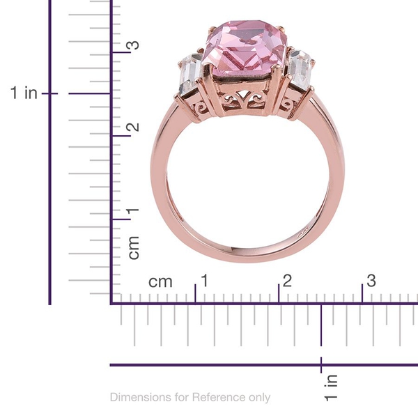 - Light Rose Crystal (Oct), White Crystal Ring in ION Plated Rose Gold Bond