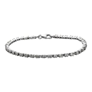 Diamond Tennis Bracelet (Size - 7.5) Lobster Clasp in Platinum Overlay Sterling Silver 0.25 Ct , Sil