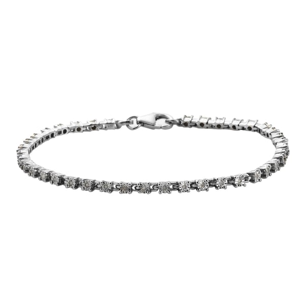Diamond Tennis Bracelet (Size - 7.5) with Lobster Clasp in Platinum Overlay Sterling Silver 0.25 Ct,
