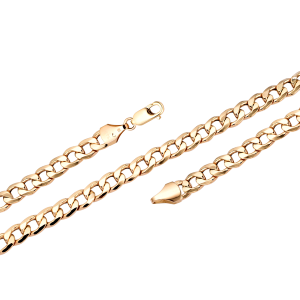 9K Yellow Gold Flat Curb Necklace (Size - 22) With Lobster Clasp, Gold Wt. 20.32 Gms