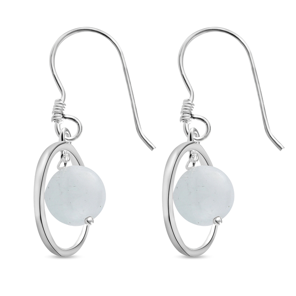 Aquamarine Dangling Earrings (With Hook) in Sterling Silver 8.00 Ct.
