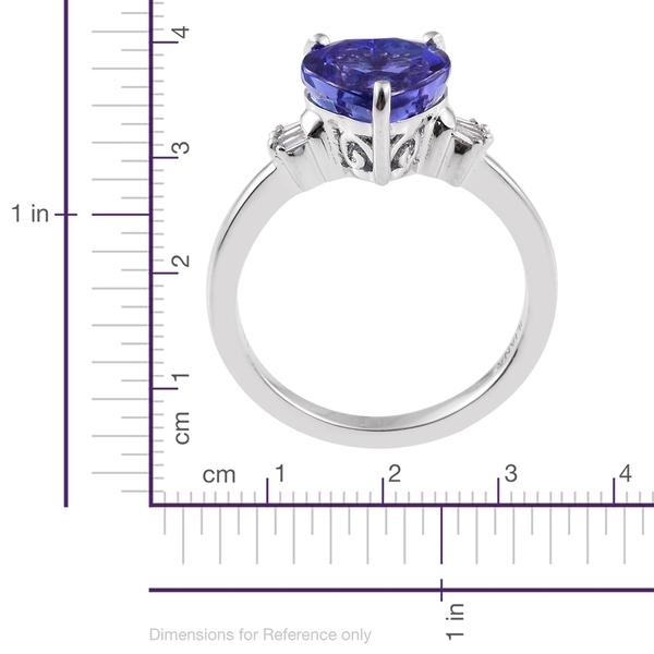 ILIANA 18K White Gold 3.50 Ct AAAA Tanzanite Heart Ring with Diamond SI G-H