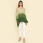 TAMSY 100% Viscose Ombre Pattern Top (Size L, 16-18) - Green