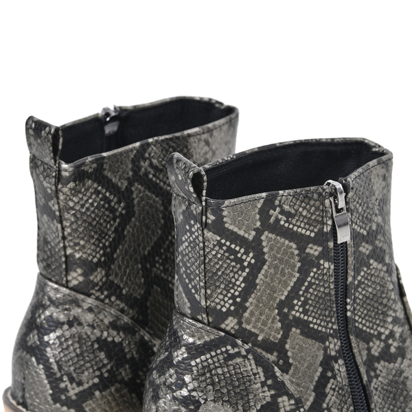 Snake Skin Pattern Winter Boots (Size 3) - Pewter