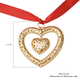 RACHEL GALLEY Lattice Heart Charm with Ribbon in Yellow Gold Tone