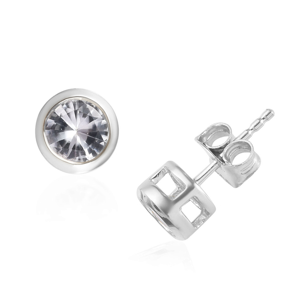 9K White Gold Natural Cambodian Zircon Solitaire Stud Earrings (with Push Back) 1.50 Ct