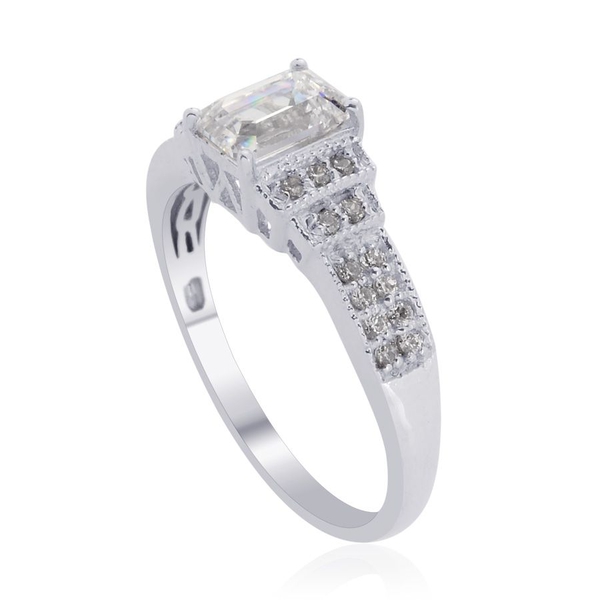 Lustro Stella - Platinum Overlay Sterling Silver (Oct) Ring Made with Finest CZ 1.398 Ct.