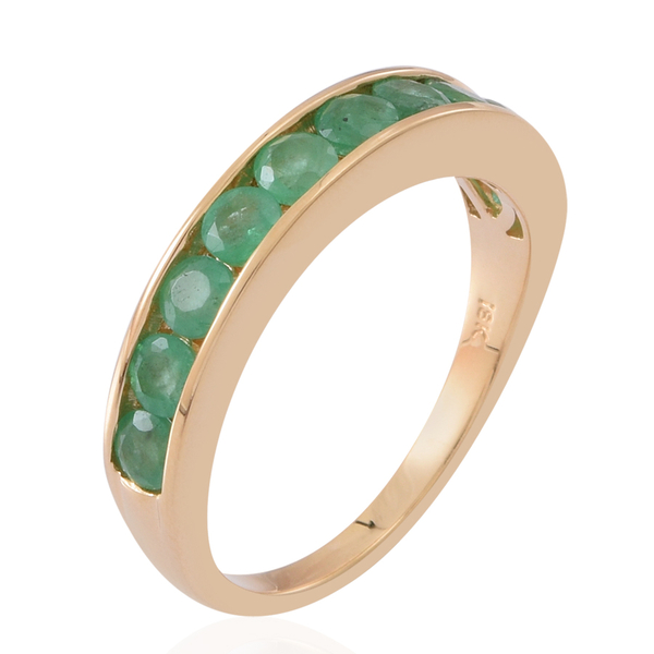 ILIANA 18K Y Gold Kagem Zambian Emerald (Rnd) Half Eternity Band Ring 1.000 Ct.