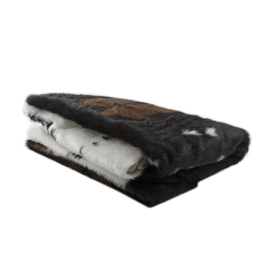 Large Faux Cowhide Fur Rug Size 170x200 Cm In Brown And White