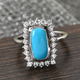 Arizona Sleeping Beauty Turquoise and Natural Cambodian Zircon Ring in Platinum Overlay Sterling Silver 3.09 Ct.