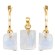 2 Piece Set - Rainbow Moonstone Pendant and Detachable Hoop Earrings with Clasp  in 14K Gold Overlay