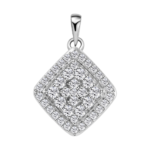 Lustro Stella - Platinum Overlay Sterling Silver Cluster Pendant Made with Finest CZ 4.21 Ct.