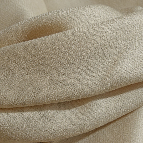 100% Fine Cashmere Wool - Hand Loomed Cream Shawl (Size 200 x 70 Cm)
