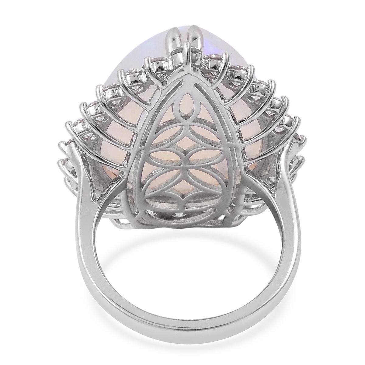 Signature Collection- RHAPSODY 950 Platinum AAAA Ethiopian Welo Opal (Pear 17.70 Ct), Diamond (VS-F 2.30 Ct) Ring 20.200 Ct.