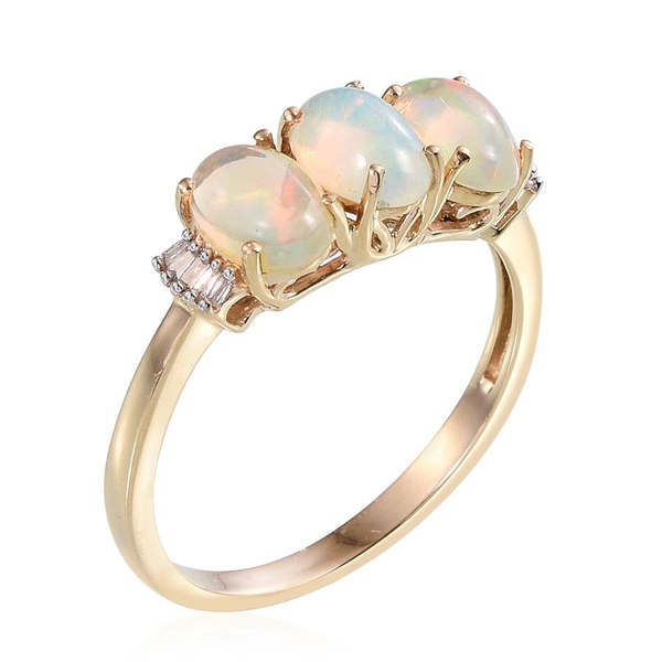 9K Y Gold AAA Ethiopian Welo Opal (Ovl), Diamond Ring 1.650 Ct.