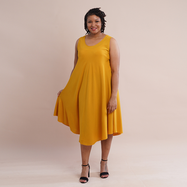 JOVIE 100% Viscose Solid Sleeveless Dress (Size 60x112Cm) - Mustard