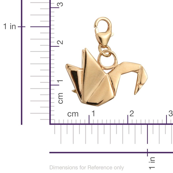 Origami Swan Silver Charm Pendant in Gold Overlay, Silver wt 3.61 Gms.
