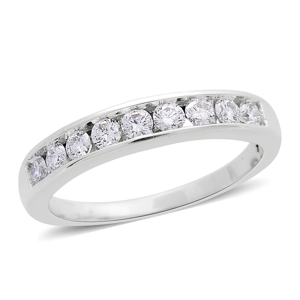 ILIANA 0.50 Carat Diamond Half Eternity Ring in 18K White Gold IGI Certified SI GH