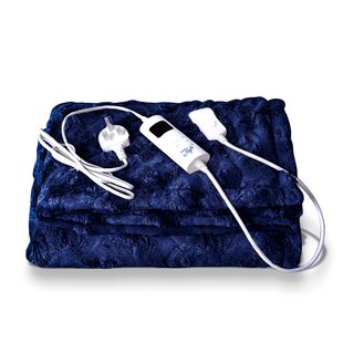 Serenity Night Electric Faux Fur Fleece Sherpa Blanket with Detachable Connector (Size 160x130cm) - Navy Colour