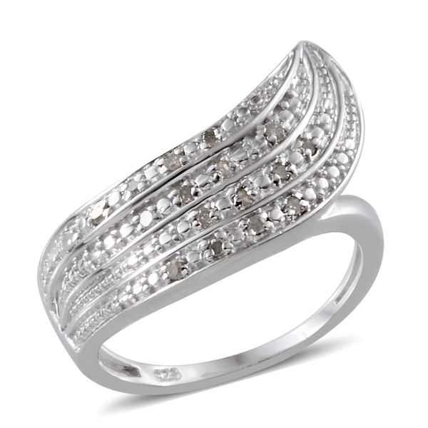 Diamond (Rnd) Ring in Platinum Overlay Sterling Silver 0.150 Ct.