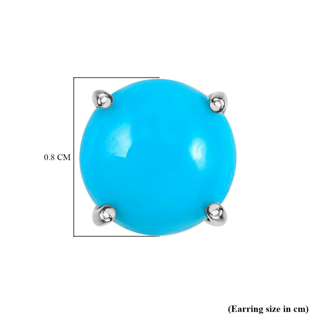 10K White Gold Arizona Sleeping Beauty Turquoise Stud Earrings  3.40 Ct