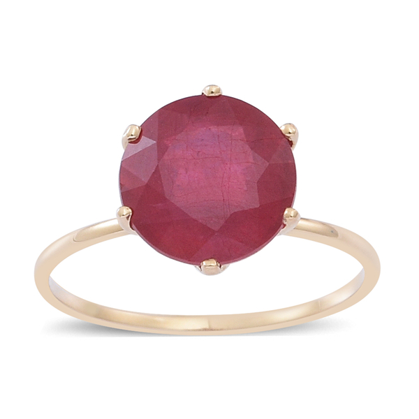 9K Y Gold African Ruby (Rnd) Solitaire Ring 4.000 Ct.