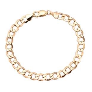Hatton Garden Close Out Deal- 9K Yellow Gold Flat Curb Bracelet (Size - 7.5) With Lobster Clasp, Gol