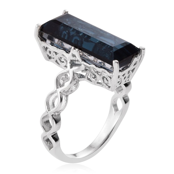 Indicolite Quartz (Bgt) Ring in Platinum Overlay Sterling Silver 10.750 Ct.