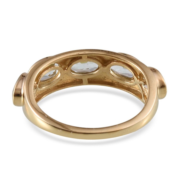 Espirito Santo Aquamarine (Ovl) 5 Stone Ring in 14K Gold Overlay Sterling Silver 2.000 Ct.