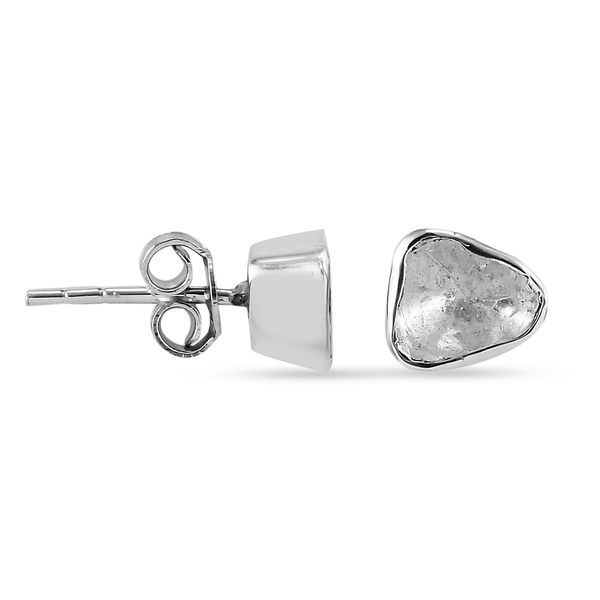Polki Diamond Stud Earrings (with Push Back) in Platinum Overlay Sterling Silver 0.50 Ct.
