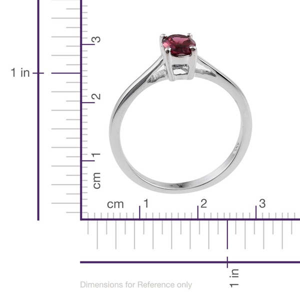 Rhodolite Garnet (Ovl 0.90 Ct) Solitaire Ring, Pendant and Stud Earrings (with Push Back) in Platinum Overlay Sterling Silver 3.550 Ct.