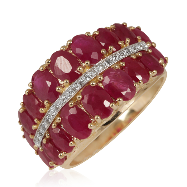 9K Y Gold Ruby (Ovl), White Sapphire Ring 7.760 Ct.