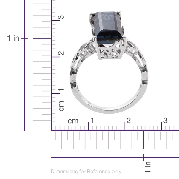 Indicolite Quartz (Bgt) Ring in Platinum Overlay Sterling Silver 10.750 Ct.