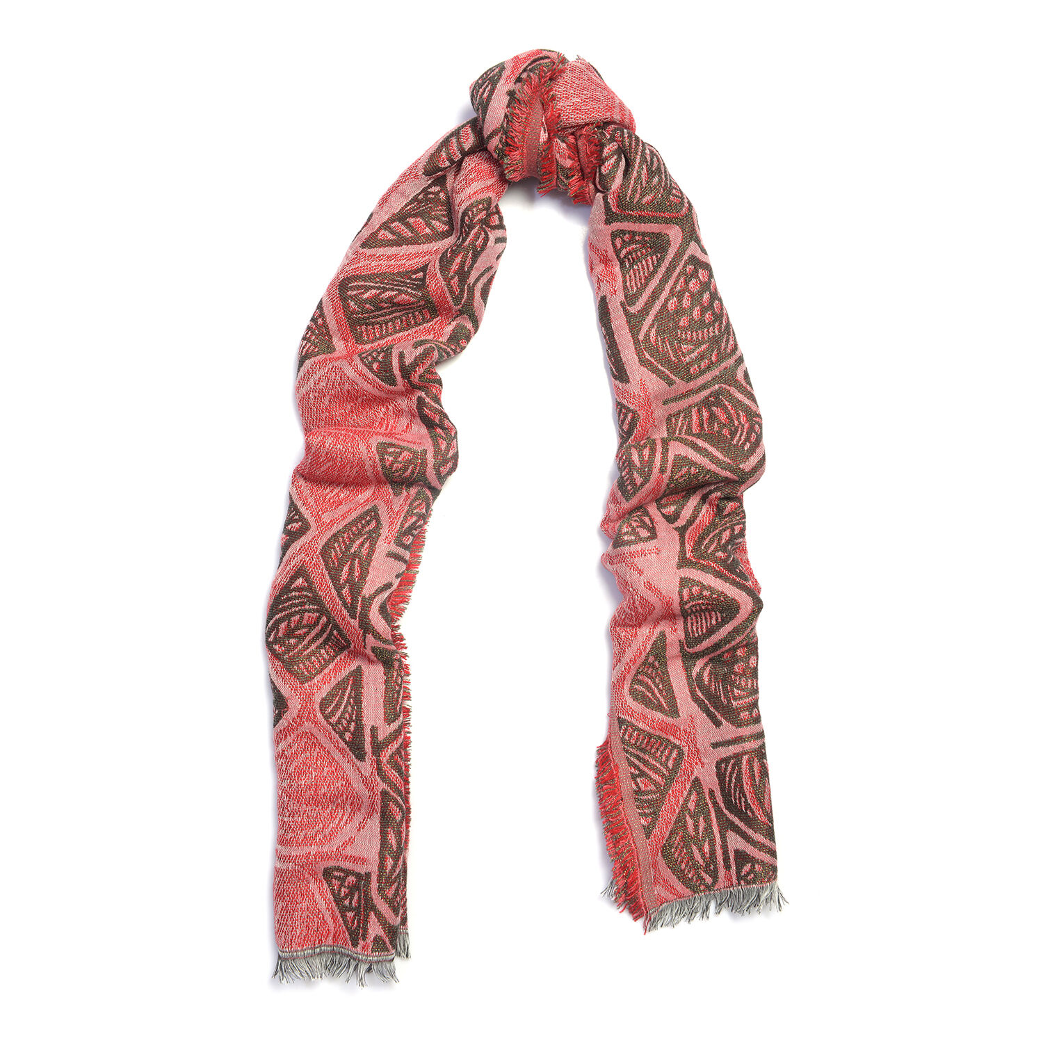 Designer Inspired- Red  Colour Lurex Shawl (Size 185x70 Cm)