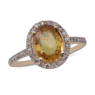 Limited Edition- 9K Yellow Gold Yellow Sapphire and Diamond Ring 2.78 Ct