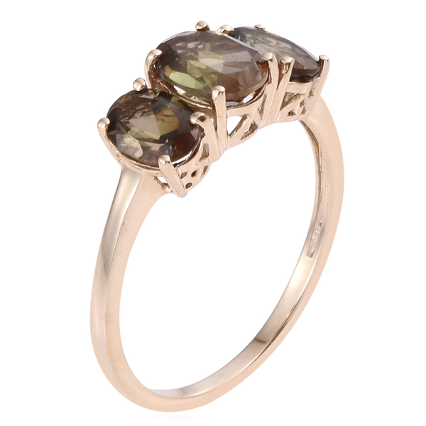 9K Y Gold Brazilian Andalusite (Ovl 1.00 Ct) 3 Stone Ring 2.500 Ct.