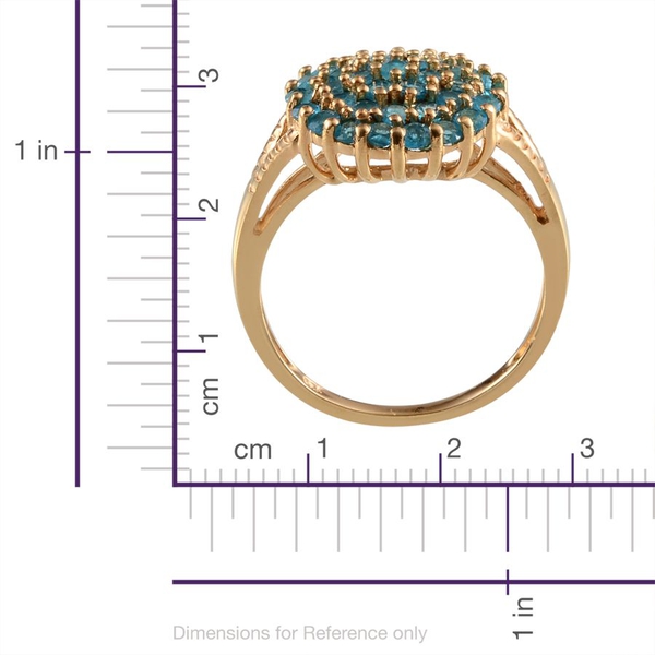 Malgache Neon Apatite (Rnd) Cluster Ring in Yellow Gold Overlay Sterling Silver 1.500 Ct.