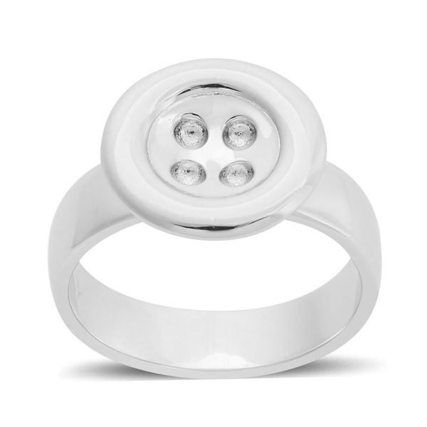LucyQ Button Ring in Rhodium Plated Sterling Silver 6.83 Gms.