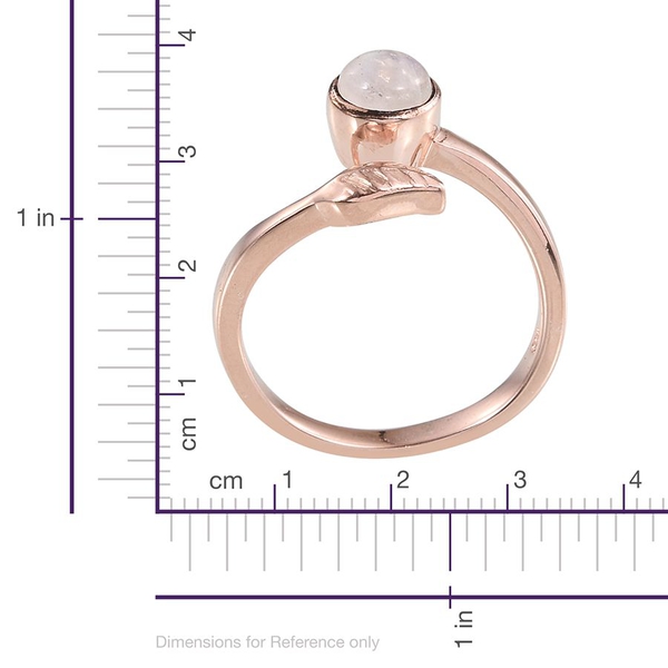 Natural Rainbow Moonstone (Rnd) Solitaire Ring in Rose Gold Overlay Sterling Silver 1.000 Ct.