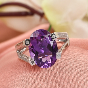 GP Art Deco Collection - Amethyst, Natural Cambodian Zircon and Kanchanaburi Blue Sapphire Ring in P