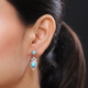 Arizona Sleeping Beauty Turquoise and Natural Cambodian Zircon Dangle Earrings (with Push Back) in Platinum Overlay Sterling Silver 2.02 Ct.