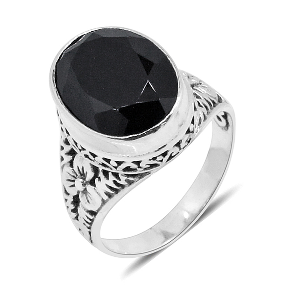 Royal Bali Collection Boi Ploi Black Spinel (Ovl) Ring in Sterling Silver 10.303 Ct. Silver wt. 5.50
