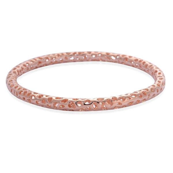 RACHEL GALLEY Rose Gold Overlay Sterling Silver Allegro Bangle (Size 67mm / Large), Silver wt 18.62 Gms.
