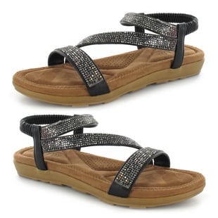 Ella Sandals - Joanna Black with Elasticated Sling Back and Open Toe