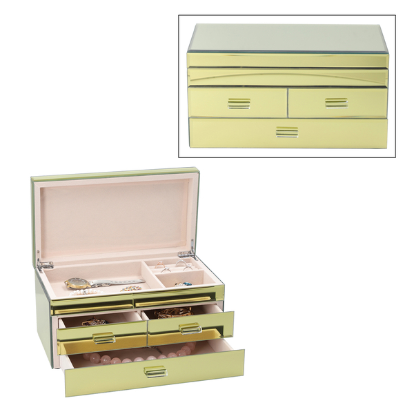 3 Layer Glass Mirrored Jewellery Box with Three Drawer and Velvet Inner Lining (Size 31x17x16cm) - G
